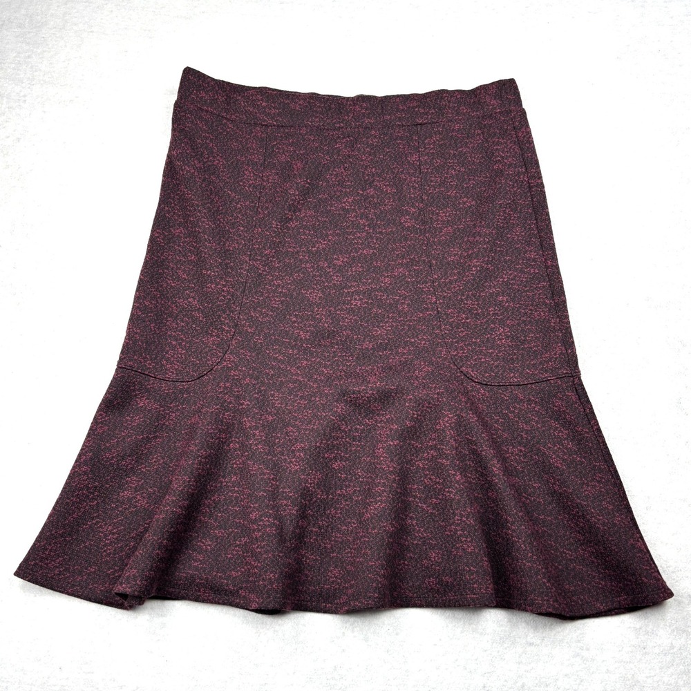 Lands End Womens XL 18 Burgundy Heather Double Knit Flared Trumpet Skater Skirt